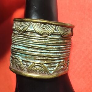Antique Solid Brass African Cuff Bracelet